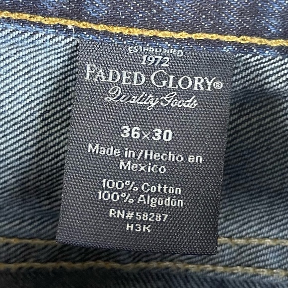 Faded Glory Men's 36 X 30 Straight Leg Rugged Dark Wash Jeans Outdoor Farm Chore - Picture 4 of 5